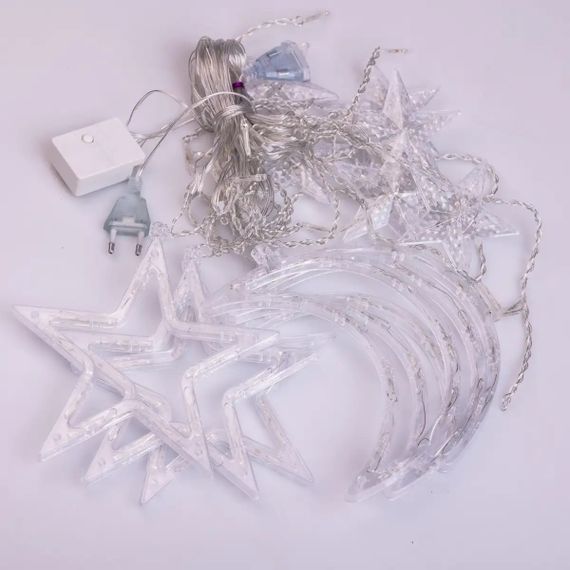 Електрична гірлянда Зірка штора 3 метри на вікно для фотозон синя WYF11BL | Зображення 7