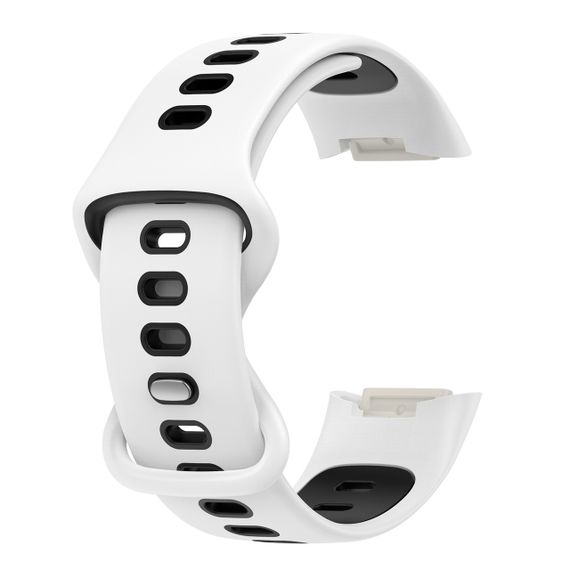 Силиконовый ремешок Primolux Sport для фитнес браслета Fitbit Charge 5 / Charge 6 - White&Black / размер М