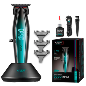 Тример акумуляторний VGR V-992 GREEN, 9000 RPM, 2000 mAh, 3 насадки, LED дисплей