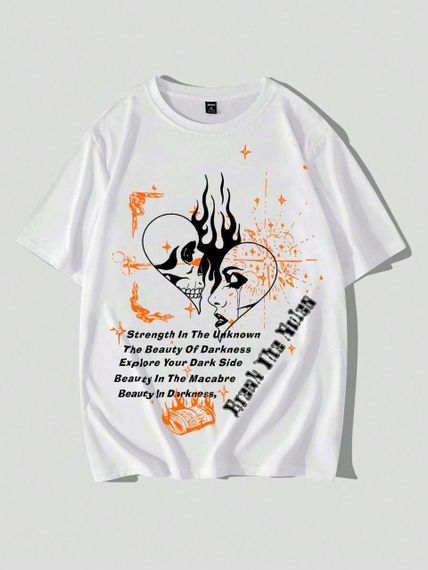 Футболка мужская с принтом повседневная S Белая