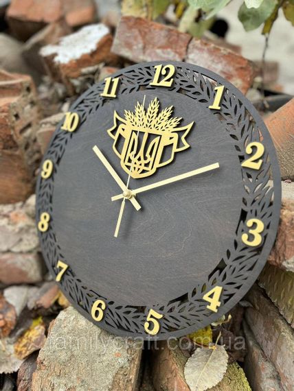 Настенные часы из дерева с гербом Украины Патриотические часы из фанеры | Зображення 4