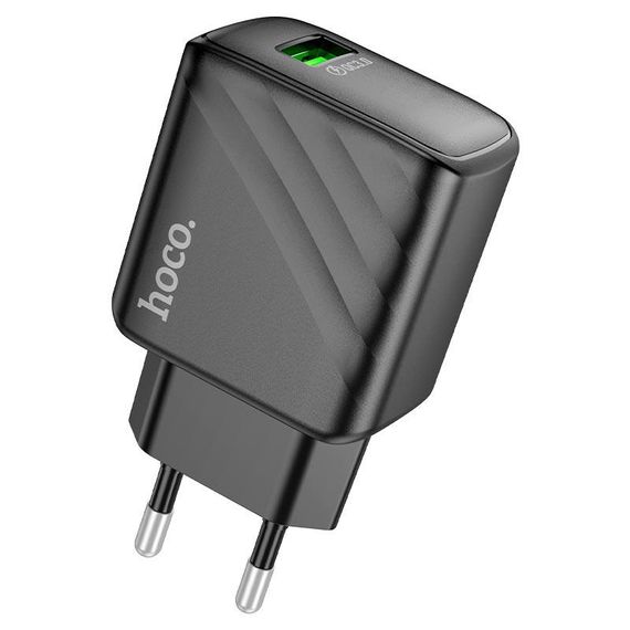 Набір СЗУ 110-240V HOCO CS21A + кабель Type-C, 1xUSB, 18W, кабель 1м, Black, Box | Зображення 1