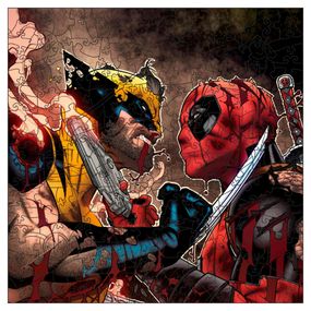 Фигурный пазл из дерева "Дэдпул и Росомаха" PZ012-A4C-AC размер А4, картонная коробка