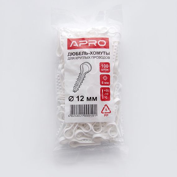 Дюбель-ялинка Ø12 для круглих дротів білий (пач 100шт) APRO FT-121 | Зображення 4