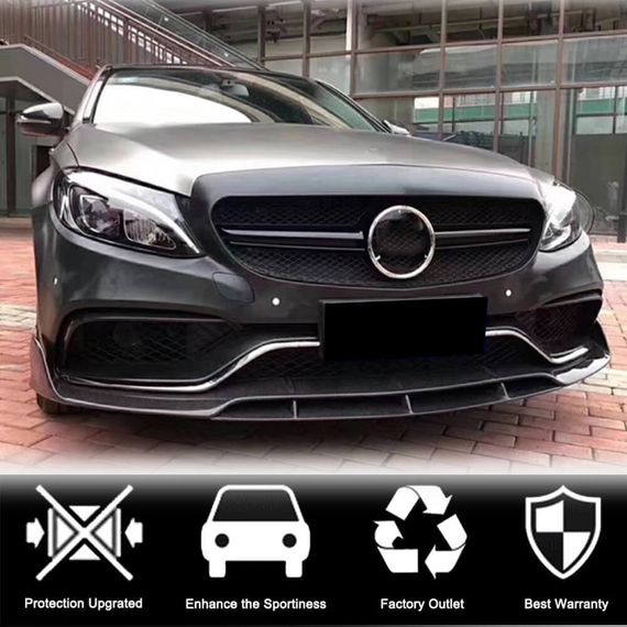 Накладка на передній бампер Lip V4 (для SD C63 AMG 2015-2019, Карбон) для Mercedes C-сlass W205 рр | Зображення 3