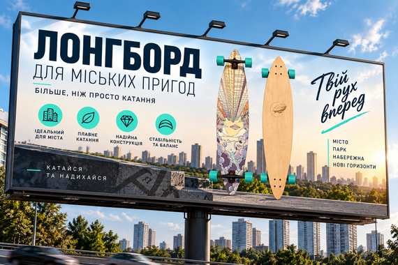 Лонгборд-крузер Cloudride Cruiser 78 для вуличного серфінгу 110×25 см — міський лонгборд для круїзингу | Зображення 5
