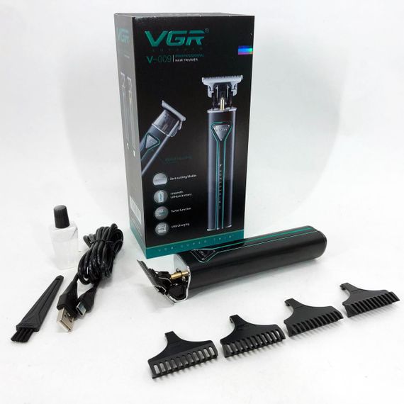 Професійна акумуляторна машинка для стрижки VGR V-009 тример для бороди та вусів. Колір: зелений | Зображення 5