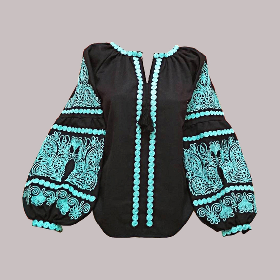 Рубашка Украинская вышиванка 22507 цвет чёрный размер L/XL | Зображення 1