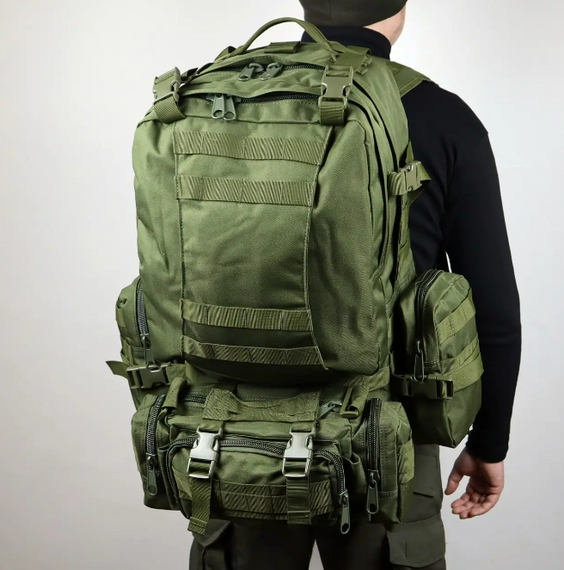 Військовий рюкзак Модульний на 50 л олива Тактичний похідний рюкзак 4в1 для військовослужбовців   знижка | Зображення 9