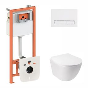 Готовое решение Qtap для ванной комнаты: подвесной унитаз Jay Ultra Quiet 485x360x320 + комплект инсталляции Nest 4 в 1 (линейная
