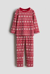 Дитяча новорічна бавовняна піжама для дівчинки H&M 98-104 см Червона (25120101B)