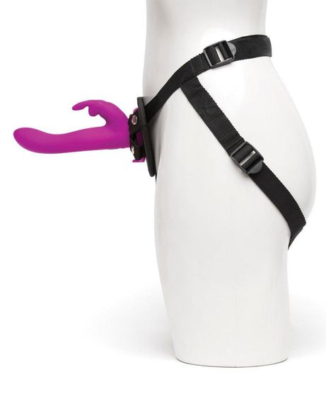 Страпон-кролик з вібрацією та трусиками Happy Rabbit Rechargeable Vibrating Strap-On Harness Set Sex Aura | Зображення 1