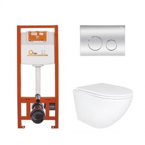 Готове рішення Qtap для ванної кімнати: підвісний унітаз Robin Ultra Quiet 490x365x325 + комплект інсталяції Nest 4 в 1 (кругла