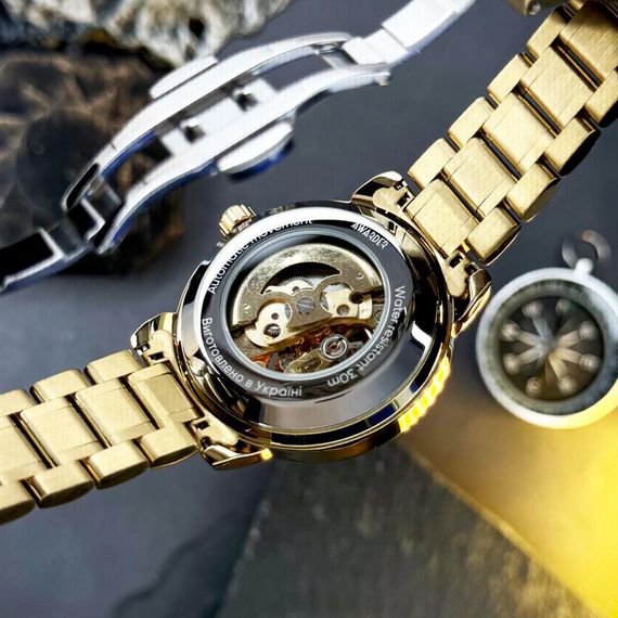 Класичний чоловічий годинник Awarder 022-3D Не Забуду Дім Gold-Black Steel | Зображення 5