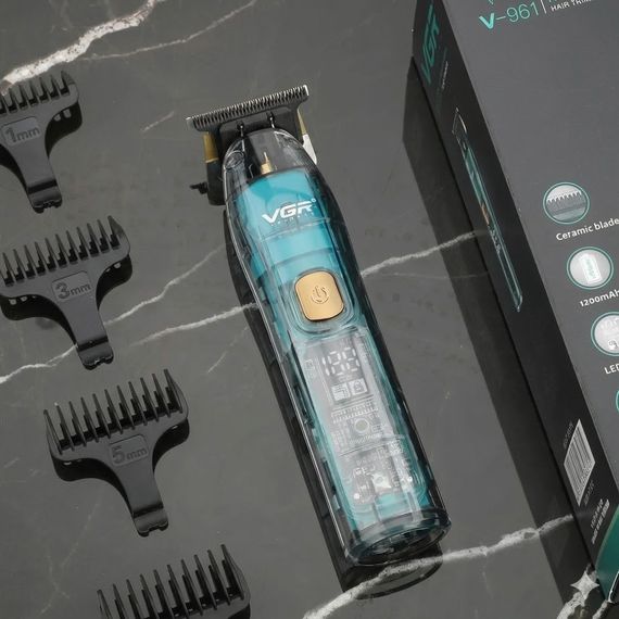 Тример VGR V-961: Акумуляторний, для бороди та вусів, з 4 змінними насадками / Чоловічий тример для окантовки | Зображення 1