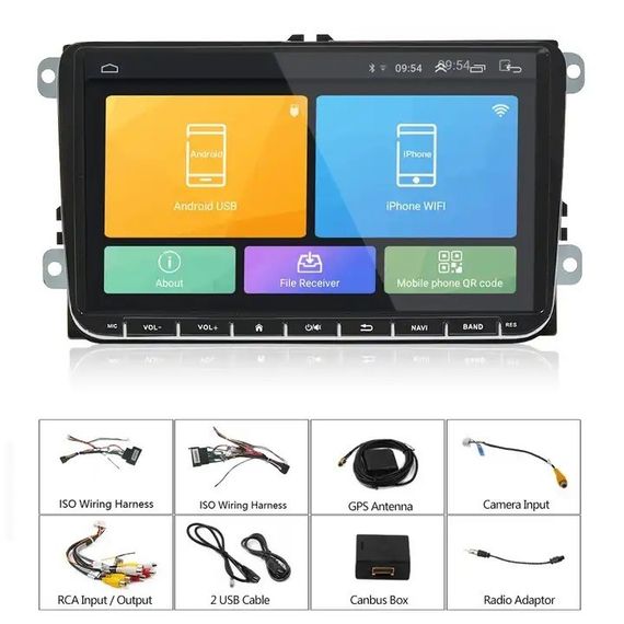 Штатна магнітола Volkswagen 9 UNIVERSAL Android 12 4+32GB з картплей та кольоровими кнопками XPRO 12 чорний (42425-K9021-32GB_6083) | Зображення 5