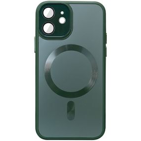 Чохол TPU+Glass Sapphire Midnight with MagSafe для Apple iPhone 12 (6.1") Зелений / Forest green, Загартоване скло