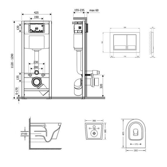 Готове рішення Qtap для ванної кімнати: підвісний унітаз Swan Ultra Quiet 485x360x320 + комплект інсталяції Nest 4 в 1 | Зображення 1