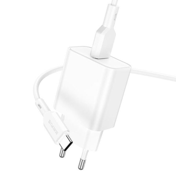 МЗП Borofone BA72A Spring QC3.0 (1USB-A) + кабель USB to Type-C White | Зображення 1
