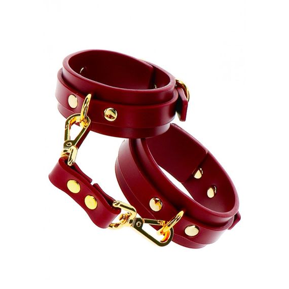 Поножі з карабінами Taboom червоні, золотиста фурнітура Sex Aura | Зображення 2