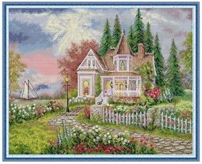 Набор для вышивания по нанесённой на канву схеме "Cozy Evening". AIDA 14CT printed 59*49 см