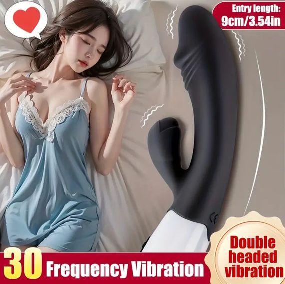 Многофункциональный вибратор-кролик, стимулятор точки G и клитора, с проникновением и массажем. Розовый Черный | Зображення 4