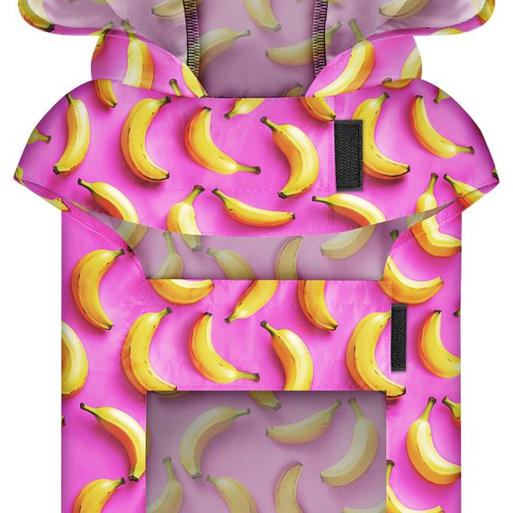 Дощовик-накидка з капюшоном для собак WAUDOG Clothes, малюнок "Банани на рожевому", А 23-26 см, B 30-36 см, С | Зображення 3