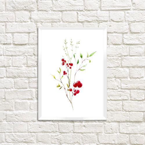 Постер в рамці Різдвяна гілка 21х30см, A4 (WMT4_23NY015_WH)