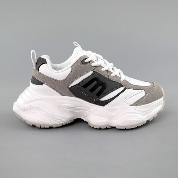 Кросівки жіночі шкіряні 591516 Білі сірі 36 37 38 39 40 41