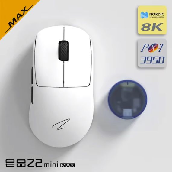 Миша Zaopin Z2 mini MAX 8K, PAW3950 ігрова бездротова миша з трирежимним Bluetooth/ 2,4 ГГц/ USB-C White | Зображення 7