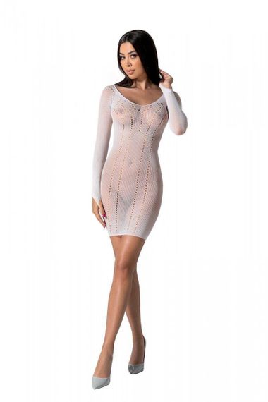 Напівпрозора мінісукня Passion BS101 One Size, white, рукава-мітенки Sex Aura | Зображення 1