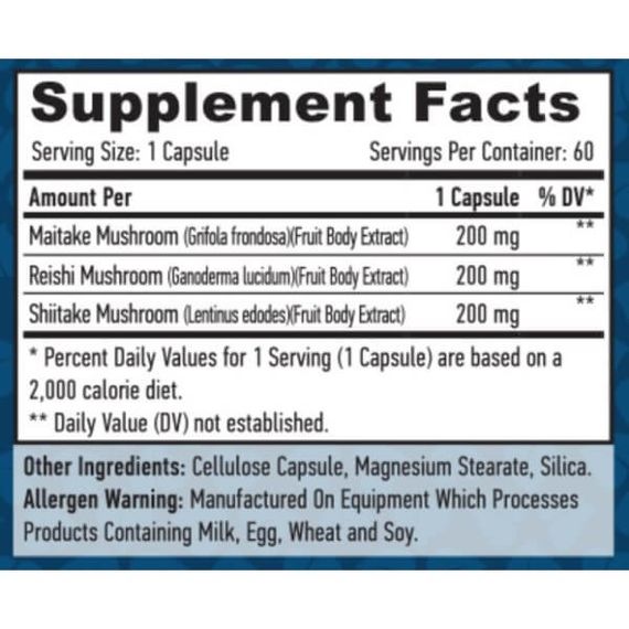 Грибной комплекс Haya Labs Triple Mushroom Complex 60 Veg Caps | Зображення 1