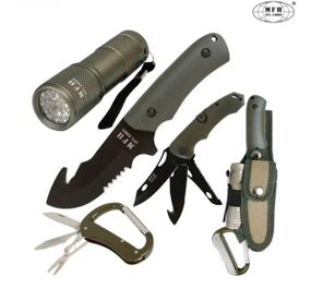 Туристичний набір ножів MFH Knife Set with LED , Olive