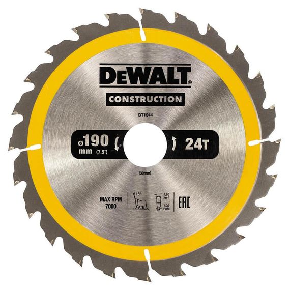 Диск пильний 190*30мм DeWALT DT1944