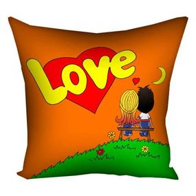 Подушка габардинова з принтом Love is (помаранчева) 40x40 см (4P_17LV001)