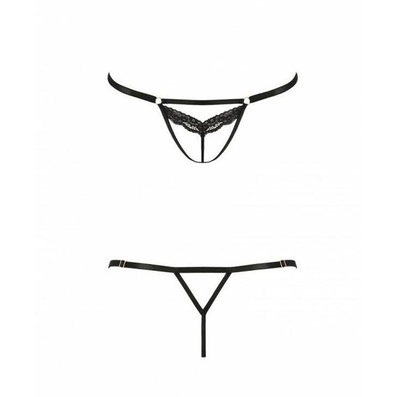 Відверті трусики-стрепи з мереживом Passion Exclusive SOLON THONG XXL/XXXL black | Зображення 4