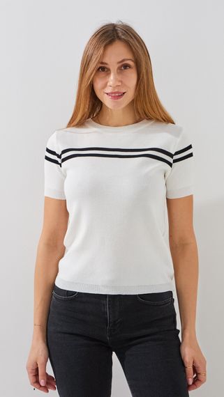 Футболка трикотажна однотонна жіноча GENUA G01137-0004 XS Молочний shop (2000999387067)