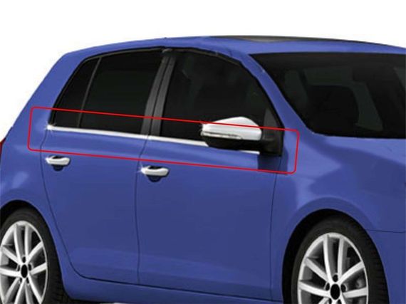 Молдинг скла (4 шт, нерж) OmsaLine - Італійська нержавійка для Volkswagen Golf 6 | Зображення 1