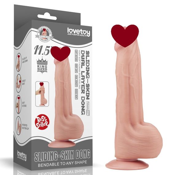 Фаллоимитатор 11.5'' King Sized Sliding Skin Dual Layer Dong Sex Aura