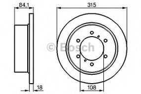 Диск гальмівний MITSUBISHI PAJERO 91.04-,02.07- задн. (вир-во Bosch) BOSCH 0986478713 на MITSUBISHI SHOGUN II (V3_W, V2_W, V4_W)