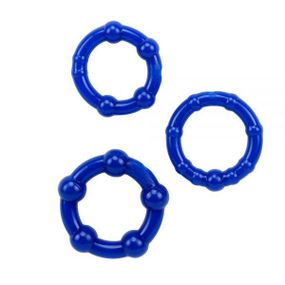 Набір рекційних кілець Beaded Cock Rings, Blue sexstyle