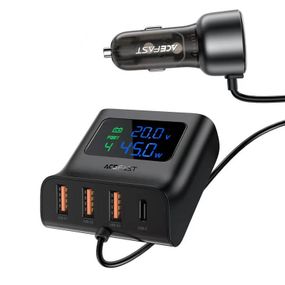 АЗП Acefast B11 Car Charger Splitter with Digital Display 138W (4USB-A/2C) Black