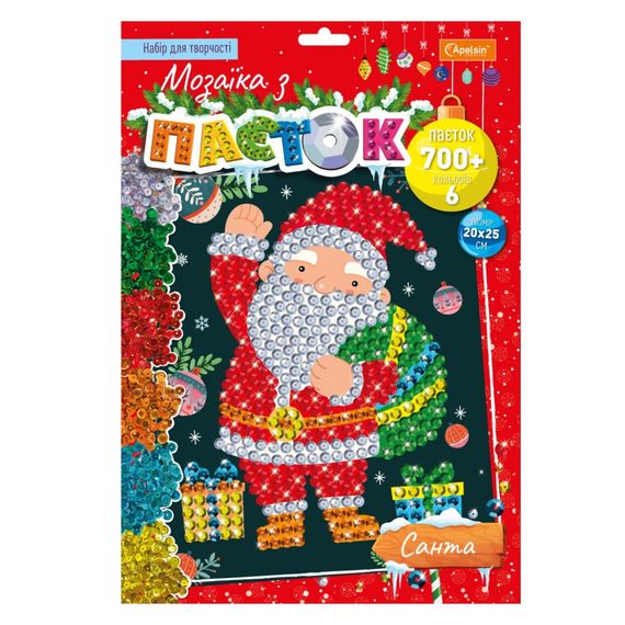 Набір для творчості мозаїка з паєток "Санта" НТ-37-04