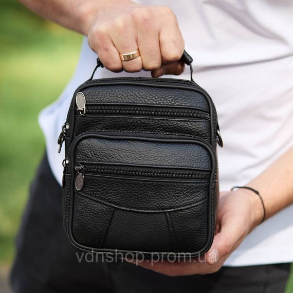 Чоловіча сумка-барсетка шкіряна 17x21x9, сумочка планшет для гаджетів Tiding Bag 32051 чорна | Зображення 7
