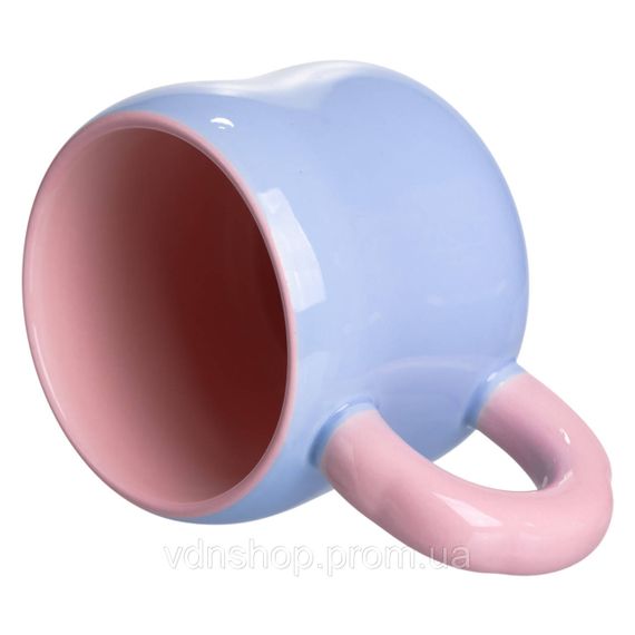 Чашка фарфоровая с магнитом Бант 400 (мл) подарочная кружка прикольная чашка для детей на подарок Голубой с розовым FM-52D | Зображення 1