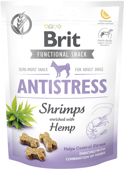 Ласощі для собак Brit Care Funcitions Snack Antistress заспокійливі, креветки та коноплі 150г