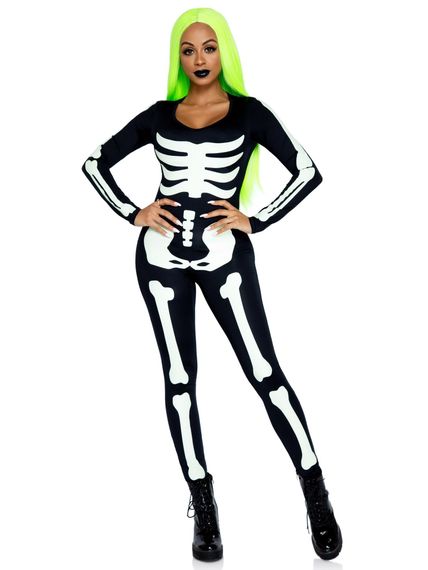 Костюм скелета, світиться у темряві Leg Avenue Womens Skeleton Bodysuit Halloween, розмір S | Зображення 2