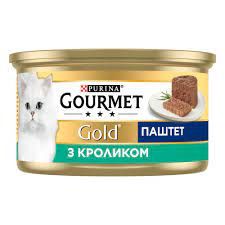 GOURMET® Gold (Гурме Голд). З кроликом. Паштет. Консервований порційний повнораціонний корм для дорослих котів 85 г