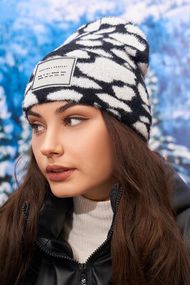 Легкая мягкая двухцветная шапка (5144) черный + белый