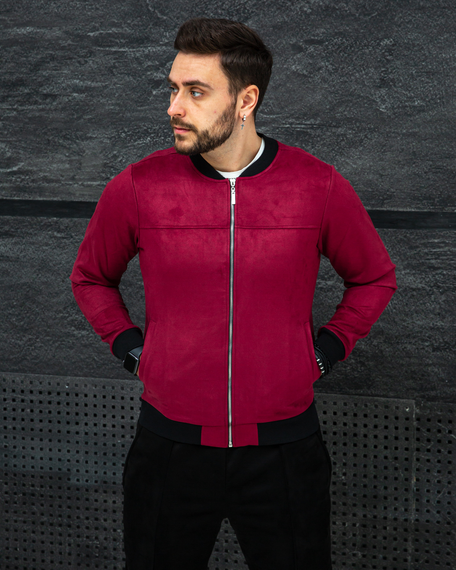 Бомбер замшевий бордо S M | Зображення 3